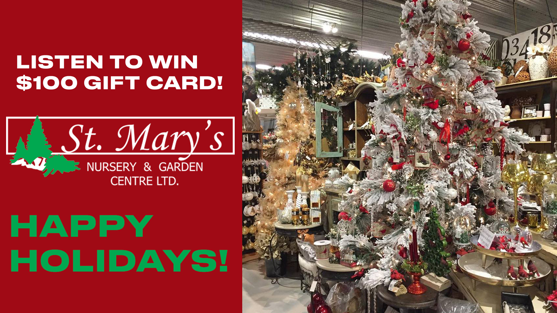 Listen to Roz & Mocha to win with St. Mary's Nursery & Garden Centre!