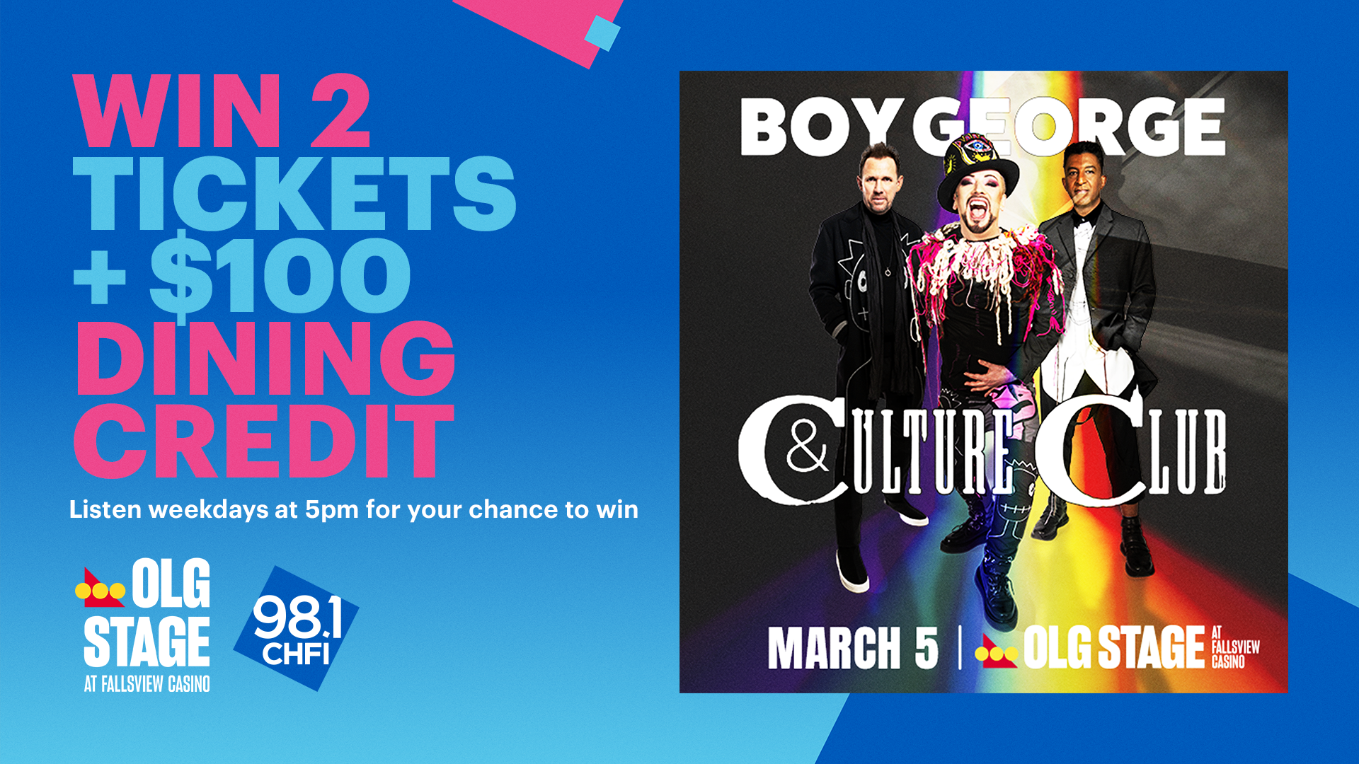 Win Tickets to Boy George & Culture Club at OLG Stage Fallsview Casino