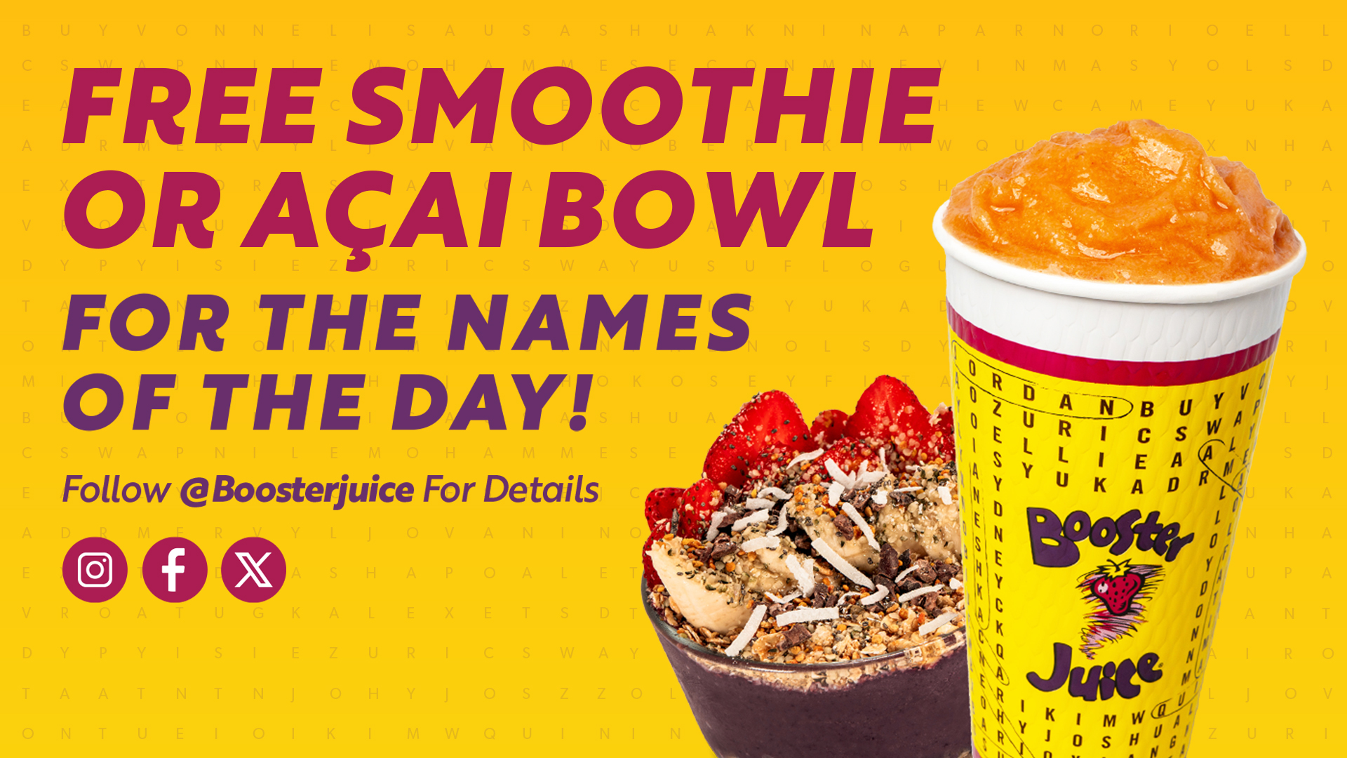 Names of the Day are BACK at Booster Juice!