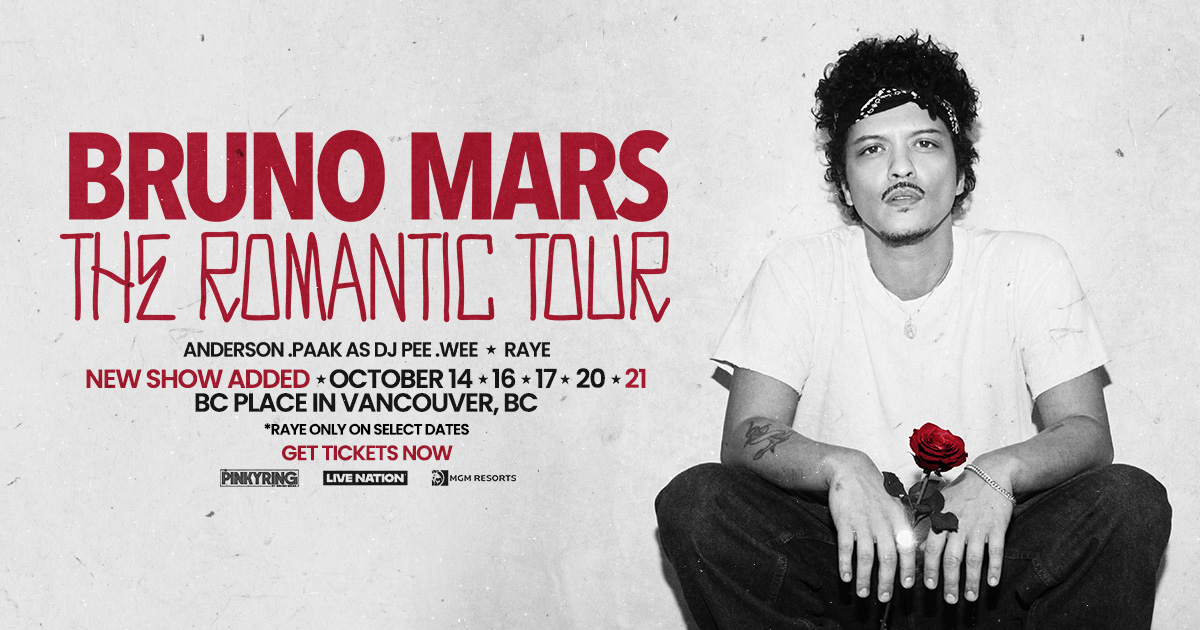 See Bruno Mars' The Romantic Tour in Vancouver AGAIN!