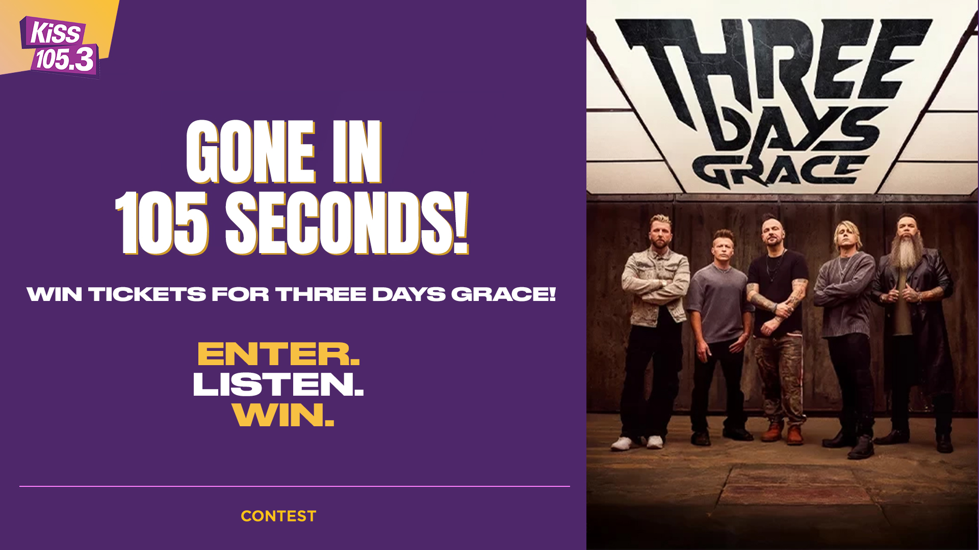 Gone In 105 Seconds - Win Tickets For Three Days Grace!