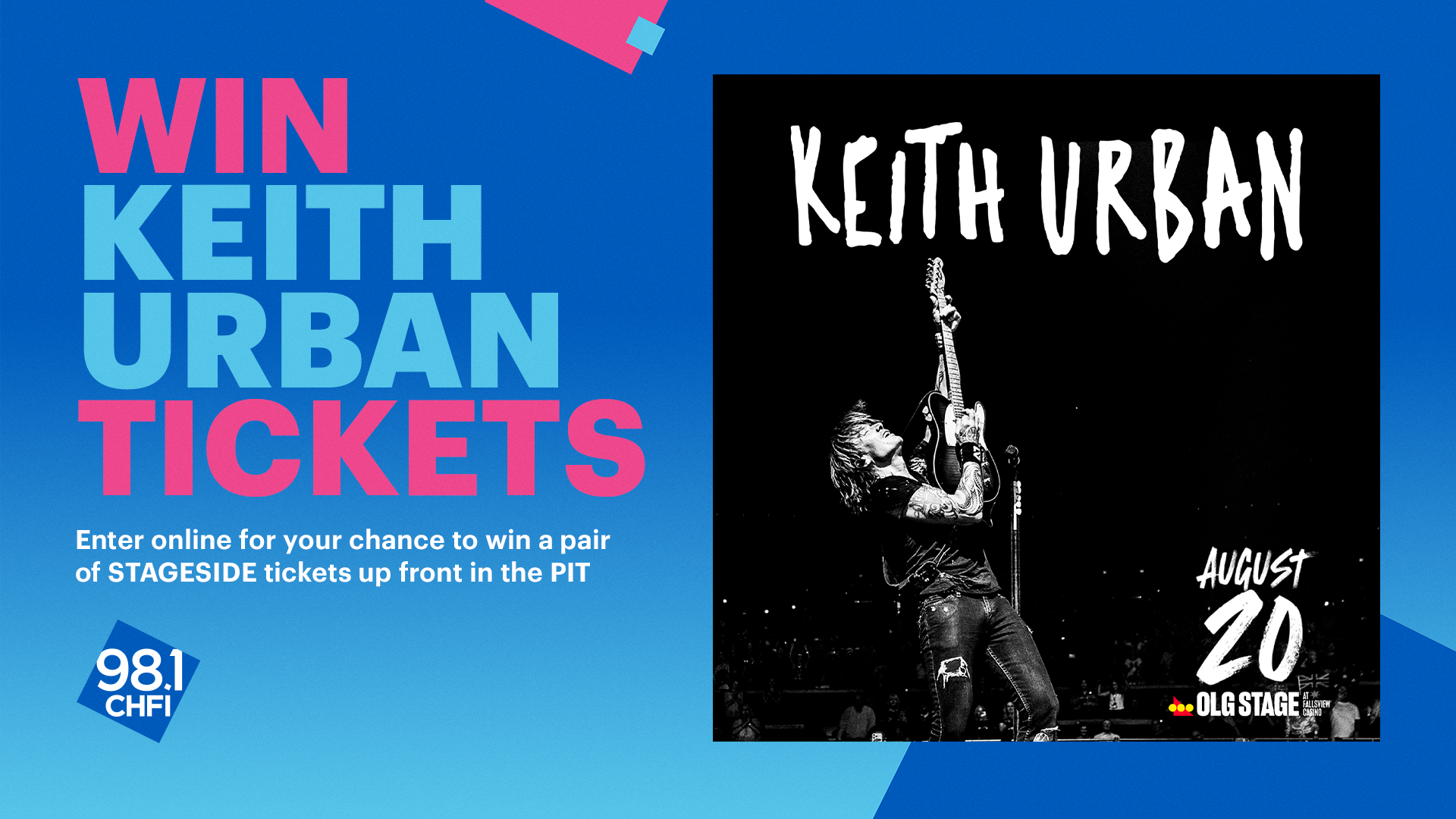 Win Stageside Tickets to Keith Urban at OLG Stage at Fallsview Casino