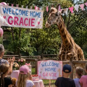 Missing Giraffe Gets Party